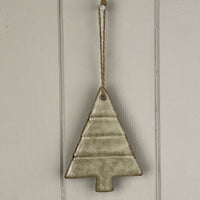 Beige Mottle Ceramic Hanging Tree Decoration 9cm | Annie Mo's