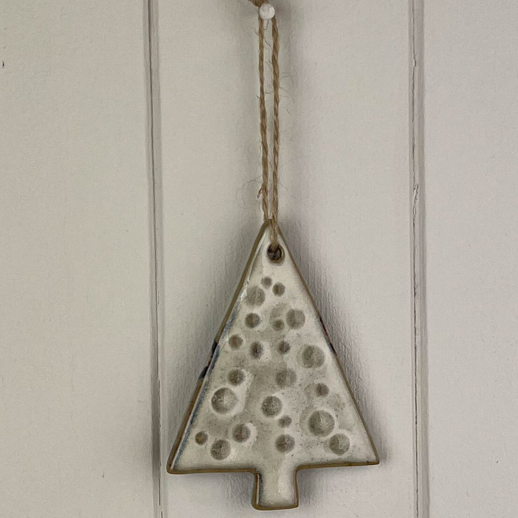 Beige Mottle Ceramic Hanging Tree Decoration 9cm Style Two | Annie Mo