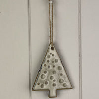 Beige Mottle Ceramic Hanging Tree Decoration 9cm Style Two | Annie Mo