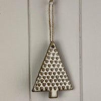 Beige Mottle Ceramic Hanging Tree Decoration 9cm Style Three | Annie