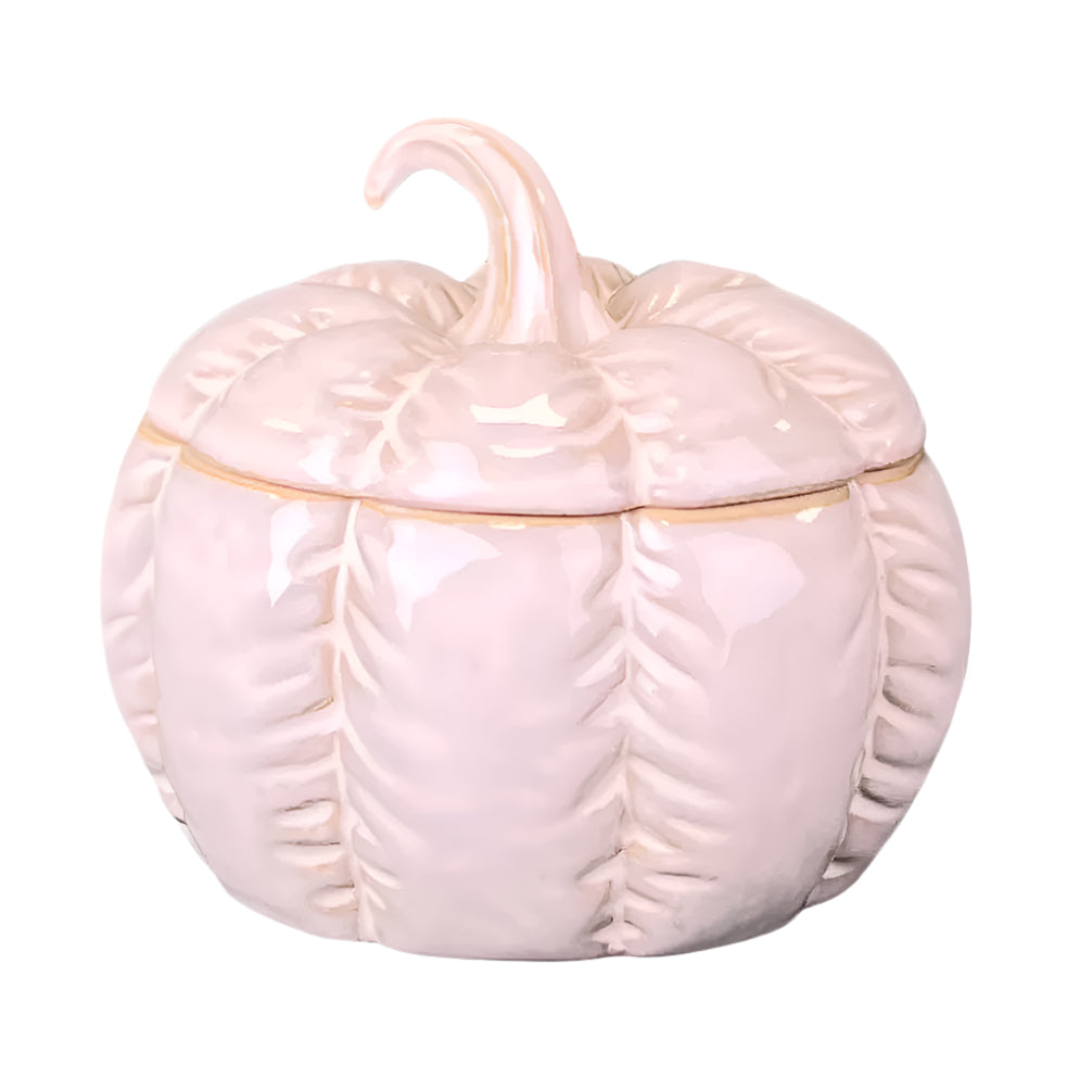 Glazed Ceramic Pumpkin Jar with Textured Detail (11cm) | Annie Mo's