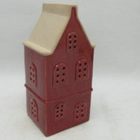 Medium red Ceramic LED Townhouse with Sand Roof. 6 Hour Timer | Annie 