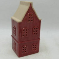 Small Red Ceramic LED Townhouse with Sand Roof. 6 Hour Timer