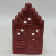 Red Ceramic House Tealight Holder with Square Roof | Annie Mo's