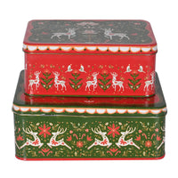 Set of 2 Jolly Reindeer Tins 29cm | Annie Mo's