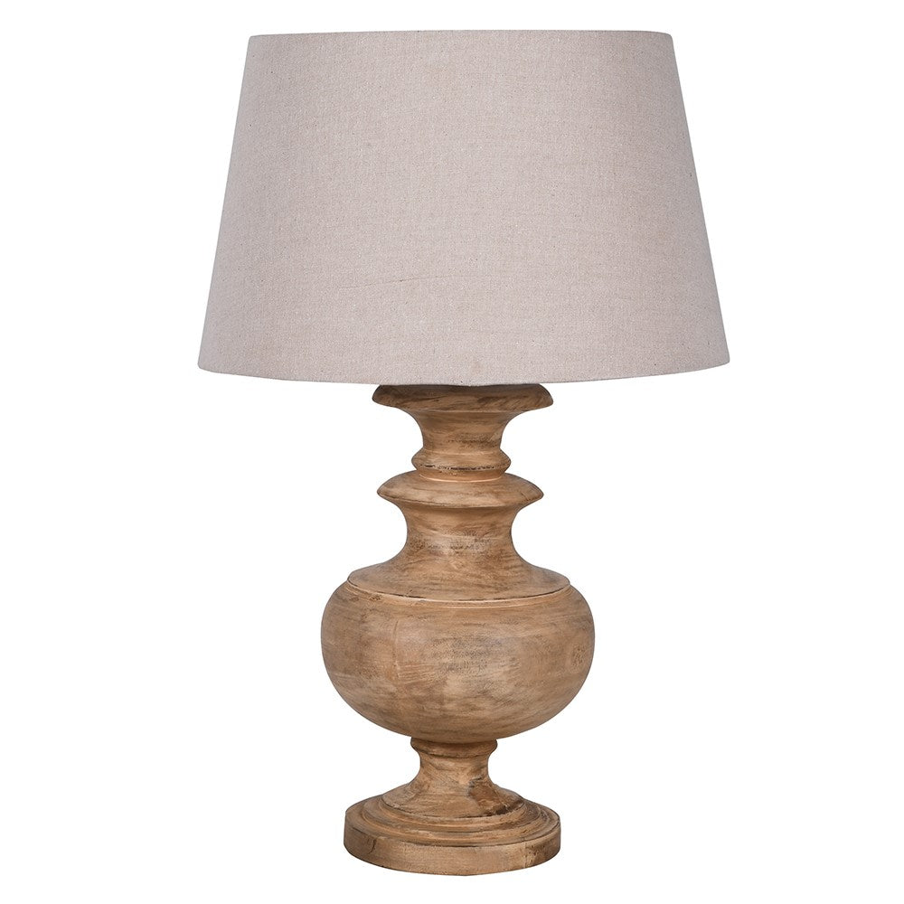 Stunning Turned Wooden Table Lamp with Linen Shade 75cm | Annie Mo's