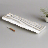 Cream Ripple Incense Holder and Ash Catcher 21cm | Annie Mo's