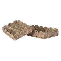 Set of Two Seagrass Scalloped Edge Trays 39cm | Annie Mo's