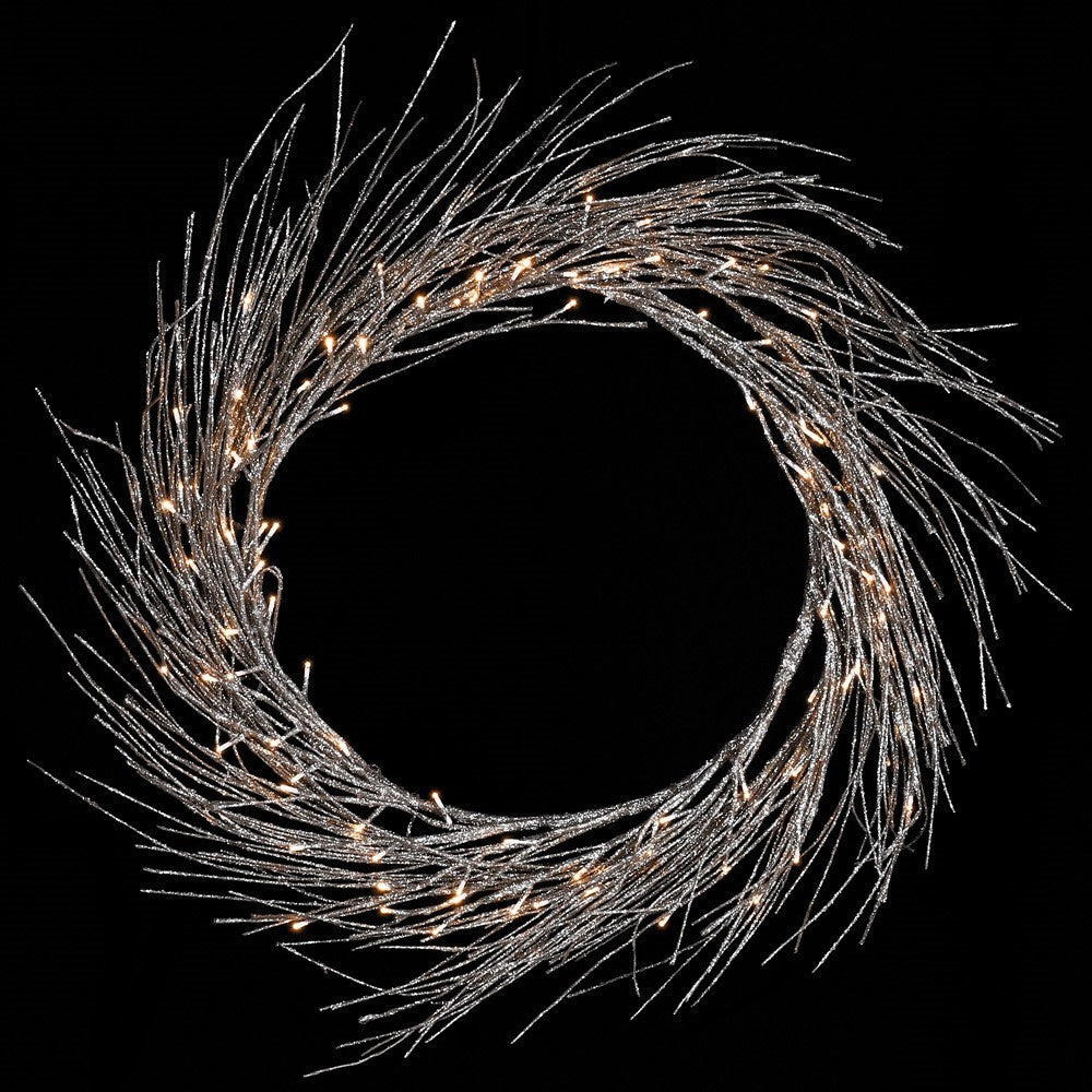 Lit Champagne Glitter Wreath 80cm | Annie Mo's