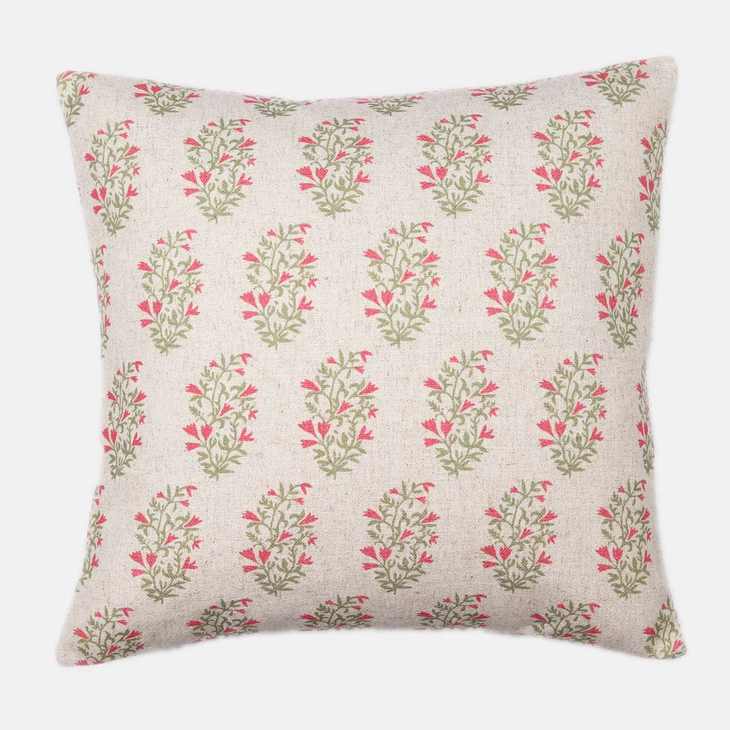 Gerbera Pink and Green Cushion with Feather Inner 50cm x 50cm
