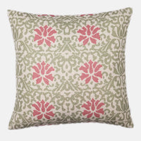 Patio Pink and Green Cushion with Feather Inner 50cm x 50cm | Annie