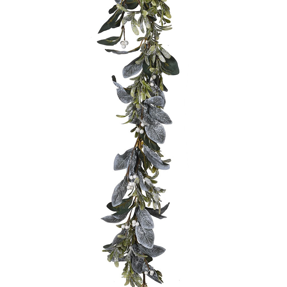 Frost Laurel and Mistletoe Garland 150cm | Annie Mo's