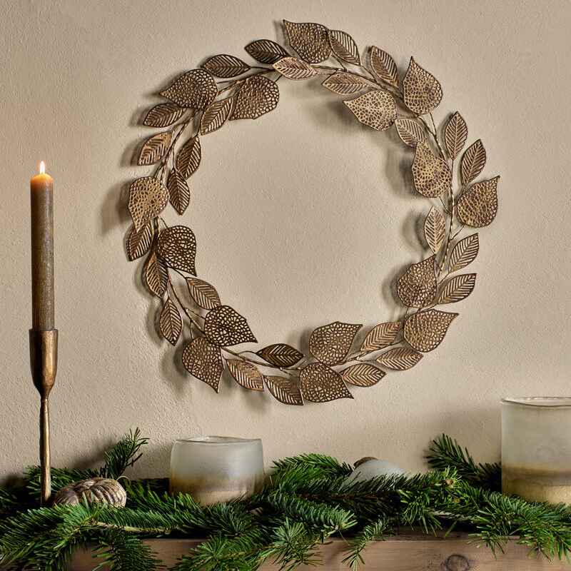 Charita Metal Wreath - Antique Brass 42cm | Annie Mo's