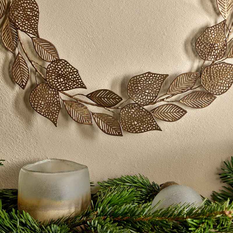 Charita Metal Wreath - Antique Brass 42cm | Annie Mo's B