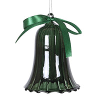 Moss Ribbon Glass Bell 10cm