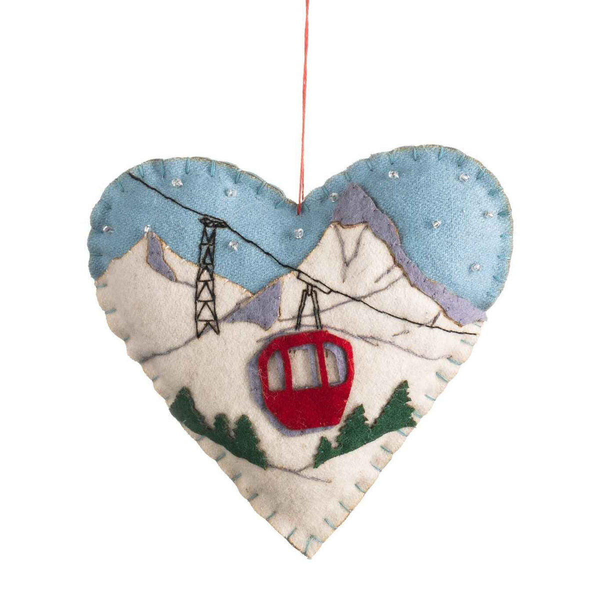 Cable Car Felt Hanging Heart 15cm | Annie Mo's