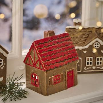 Ceramic House with Red Rood and Red Door 14cm | Annie Mo's