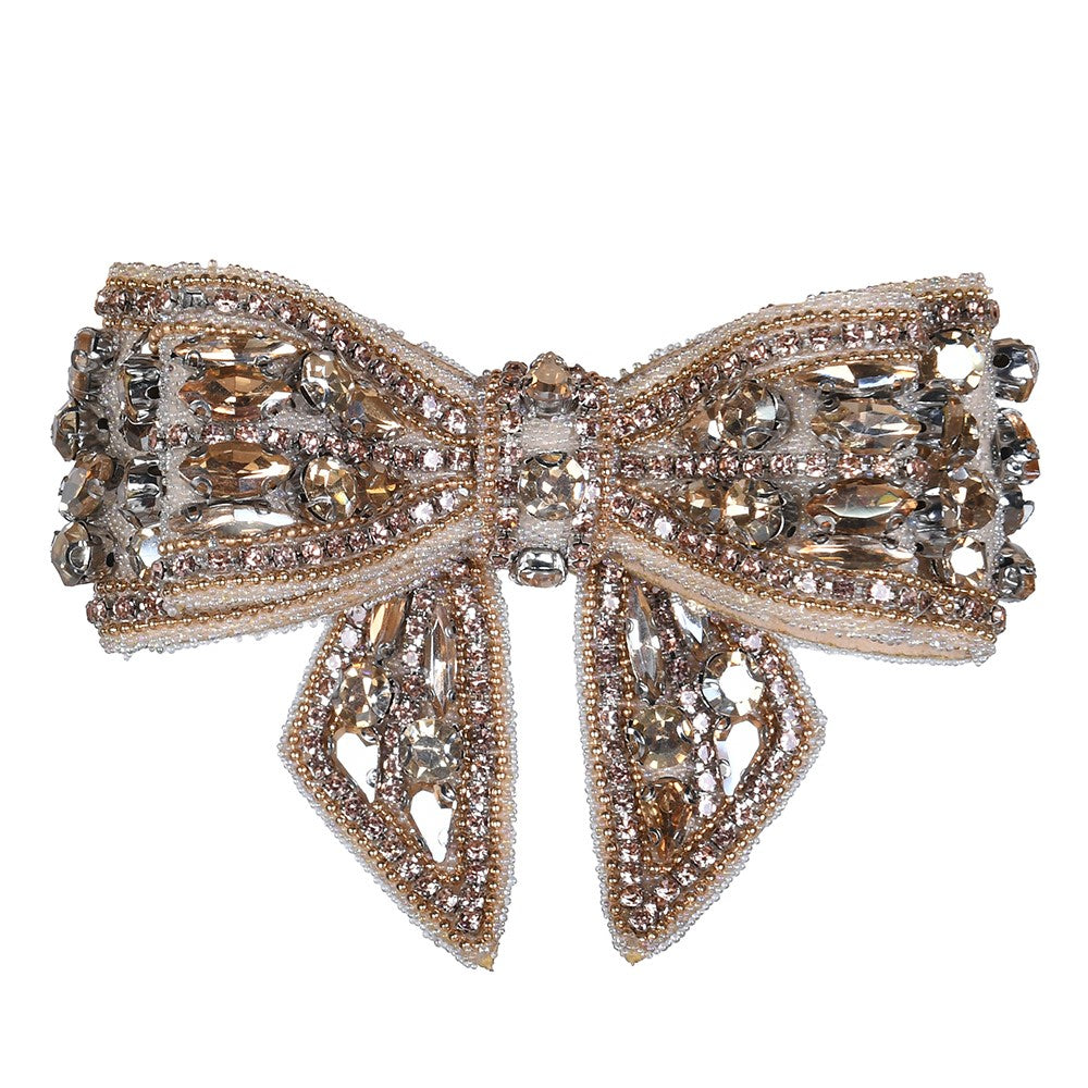 Champagne Crystal Bow Clip 7cm | Annie Mo's
