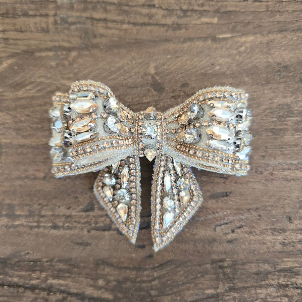 Champagne Crystal Bow Clip 1