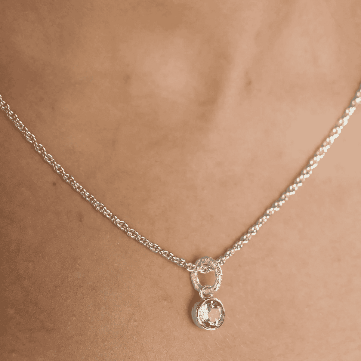 Charm Necklace Blue Topaz and Silver | Annie Mo's