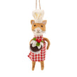Chef Cat with Christmas Pudding Felt Decoration 15cm | Annie Mo's