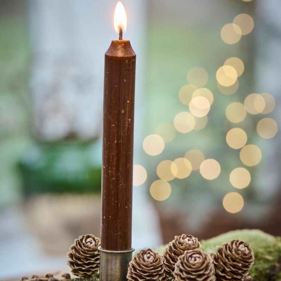 Chocolate Rustic Dinner Candle 18cm | Annie Mo's