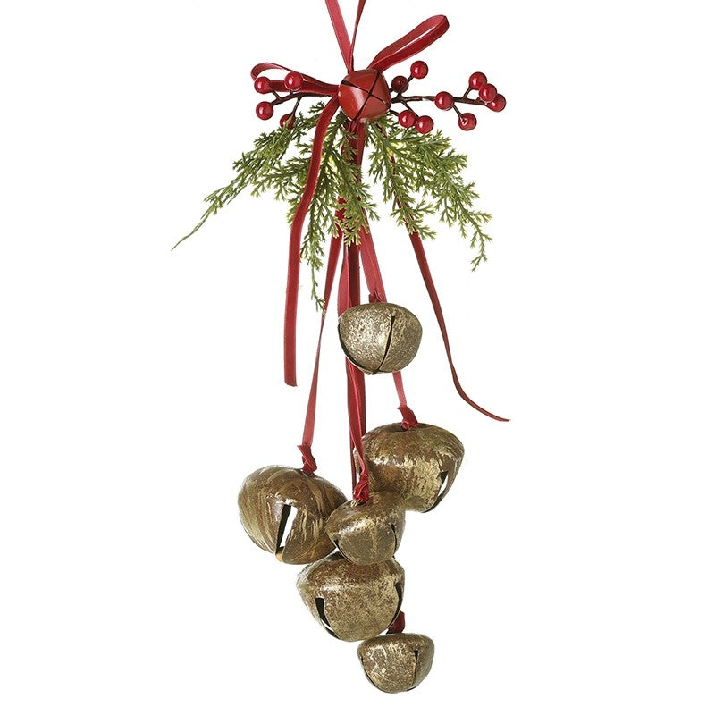 Christmas Bells Red Ribbon Hanger 49cm