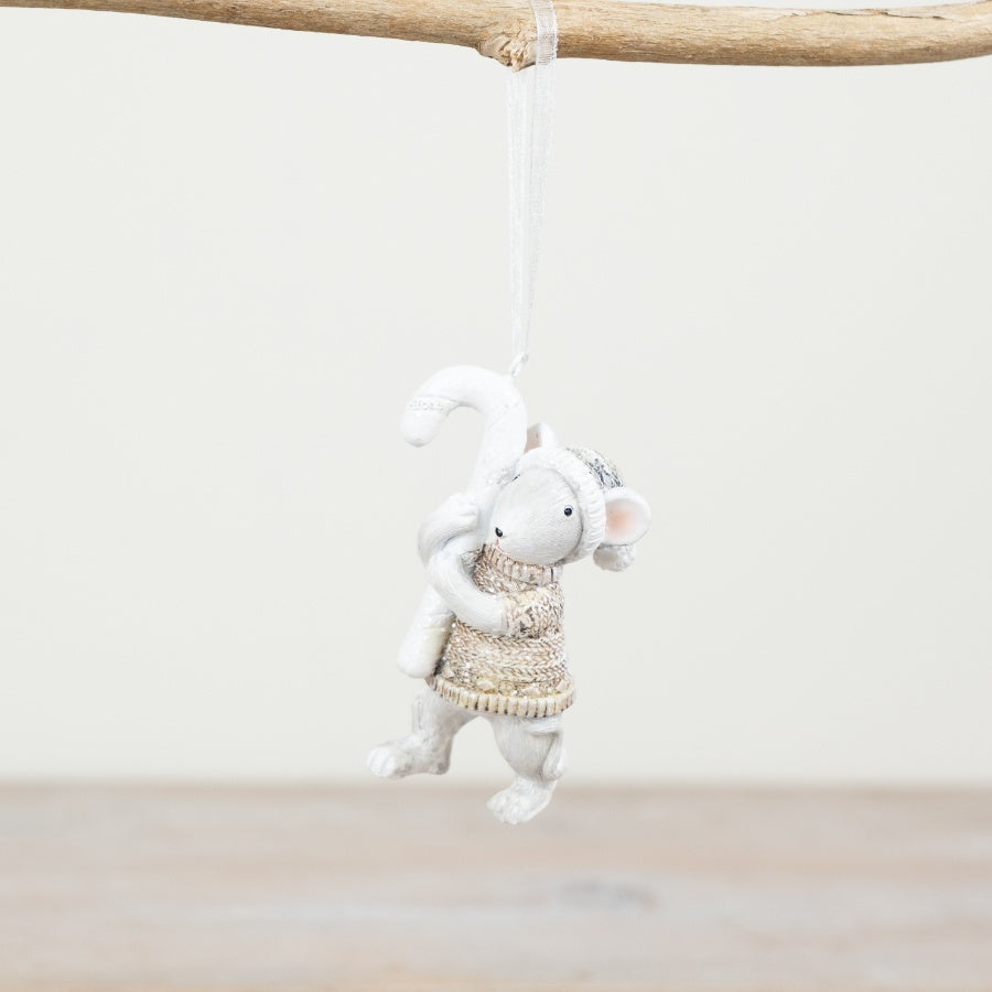Christmas Candy Cane Mouse Hanger 8.5cm