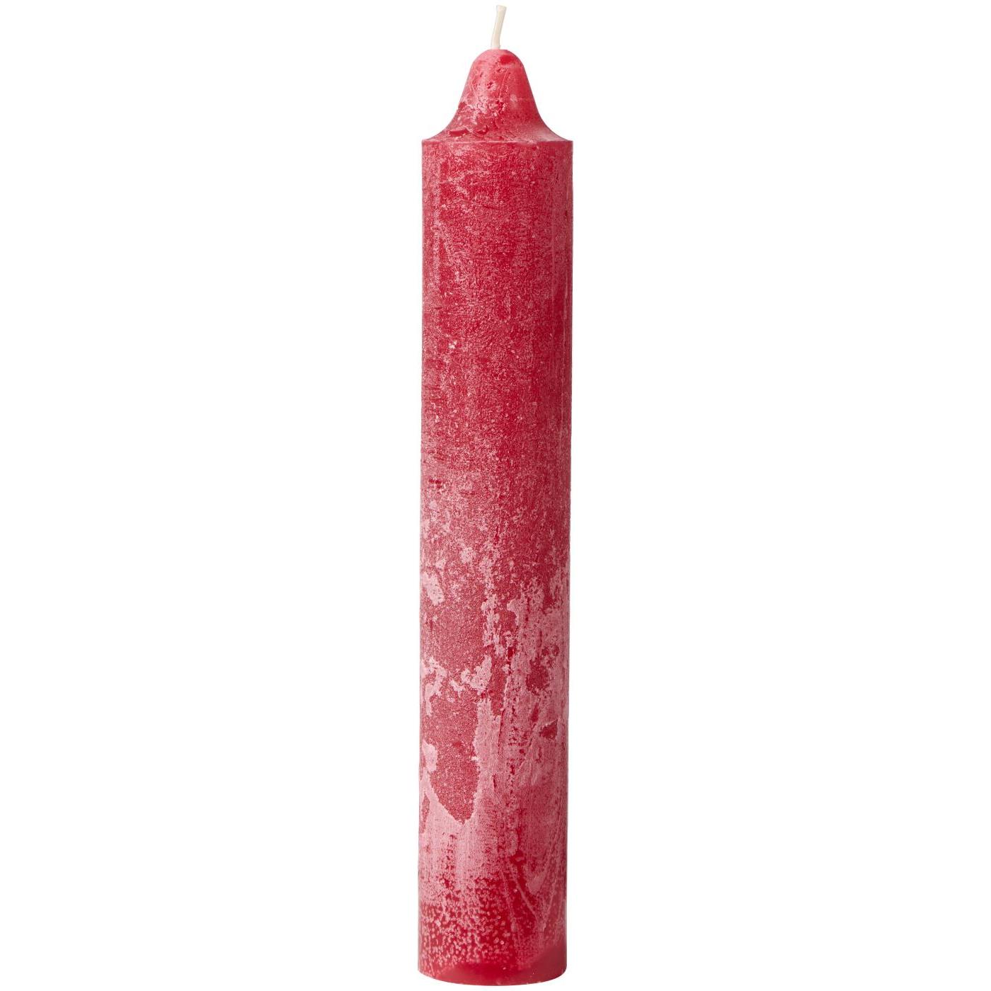 Chunky Rustic Nordic Red Candle 25cm