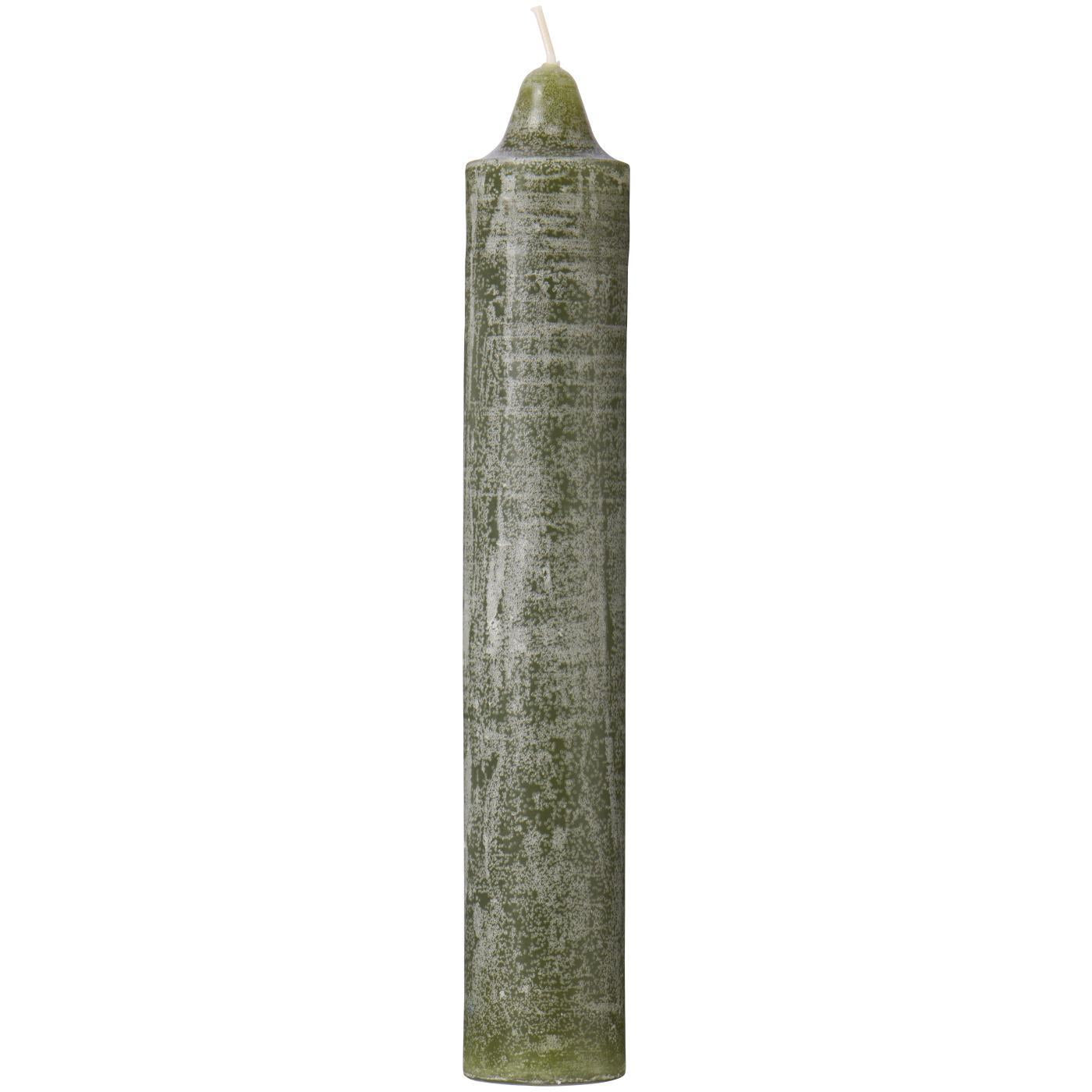 Chunky Rustic Olive Green Candle 25cm | Annie Mo's