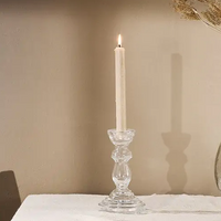 Classic Glass Candlestick - Clear 18cm | Annie Mo's