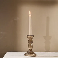 Classic Glass Candlestick - Smoke Brown 18cm | Annie Mo's