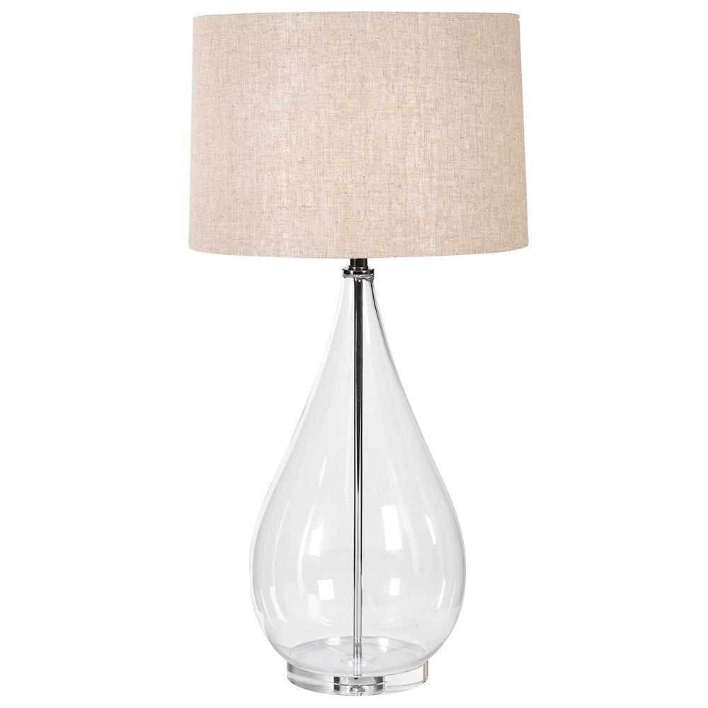 Clear Glass Table Lamp with Linen Shade