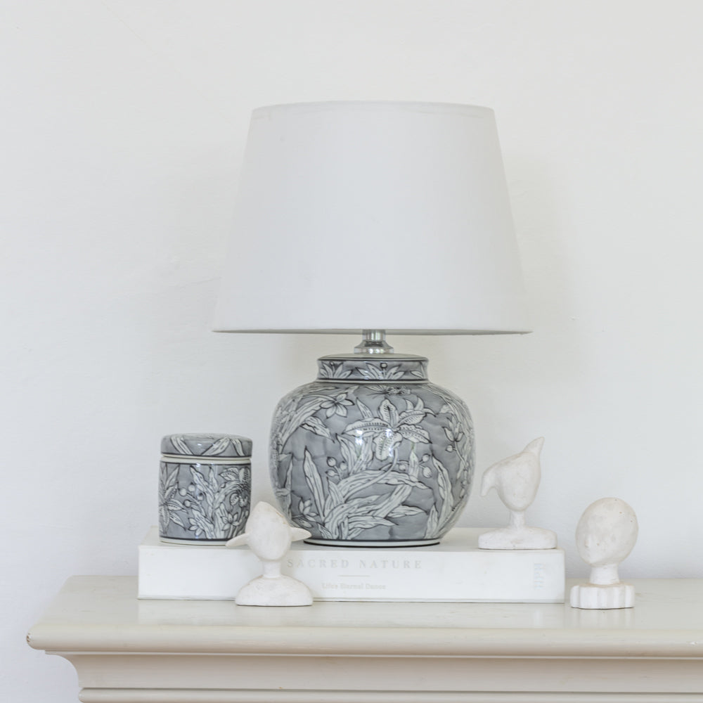 Compact Morkenna Lamp with White Shade 42cm