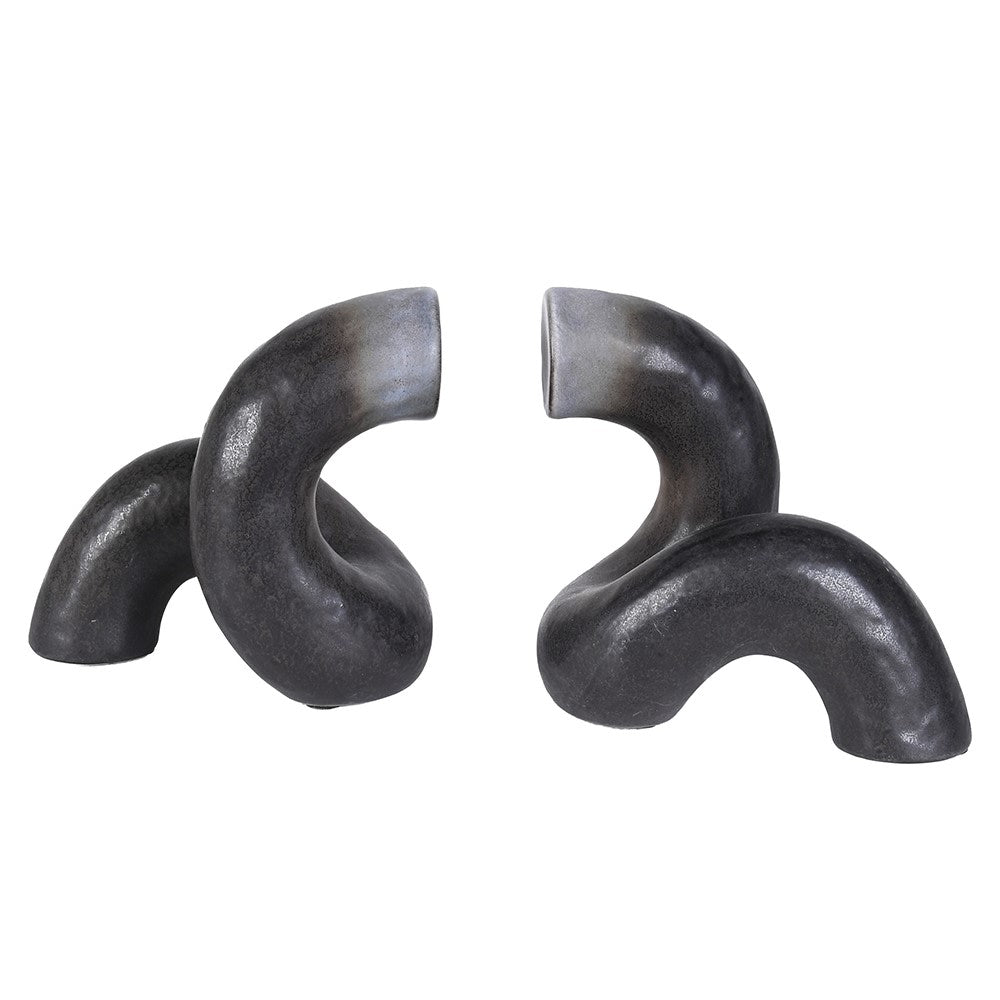 Contemporary Ceramic Swirl Bookends 17cm | Annie Mo's
