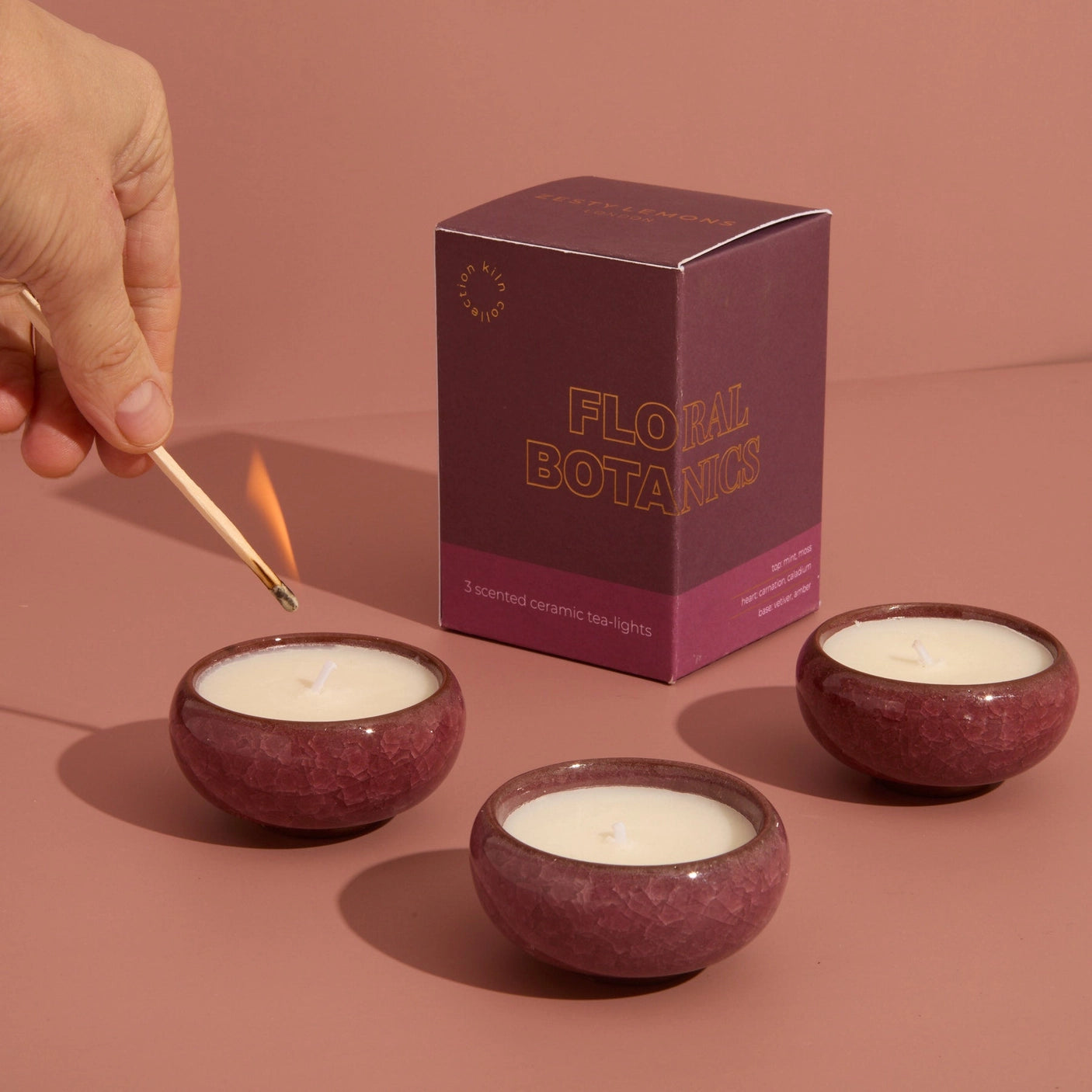 Contemporary Kiln Burgundy Tea Lights - Floral Botanics | Annie Mo's