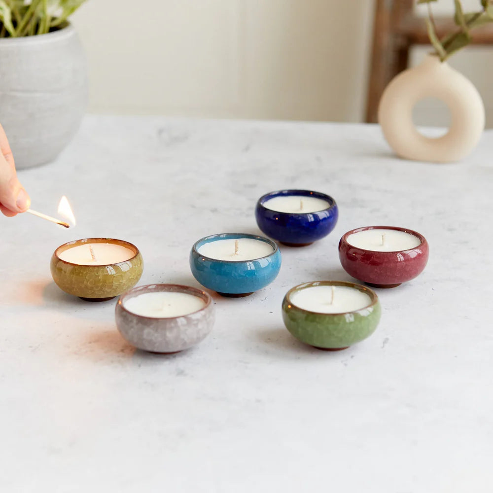 Contemporary Kiln Ceramic Tea Lights (Box of Six Assorted Scents)
