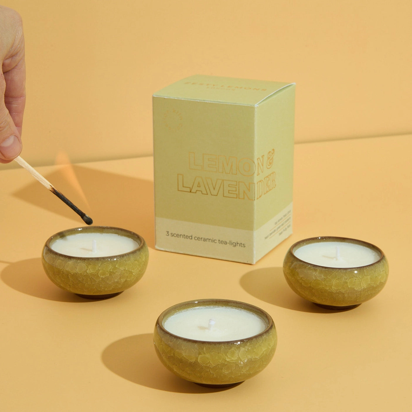 Contemporary Kiln Yellow Tea Lights - Lemon and Lavender | Annie Mo's