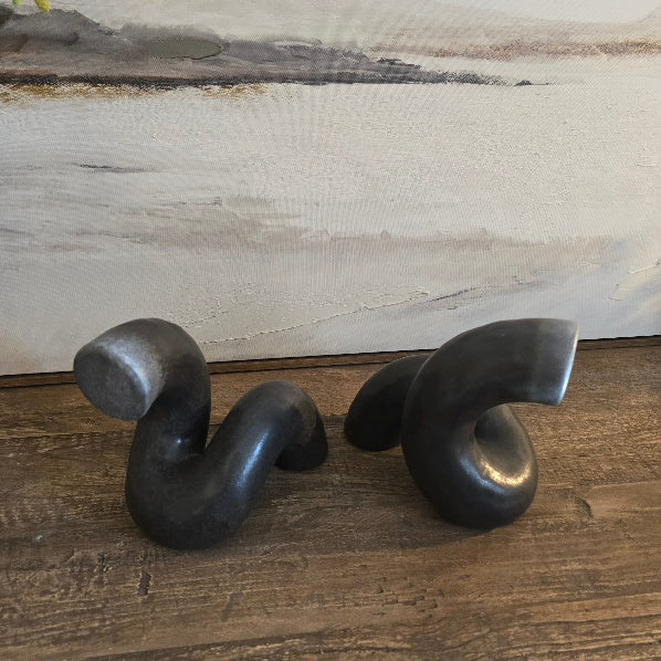 Contemporary Ceramic Swirl Bookends 17cm-E