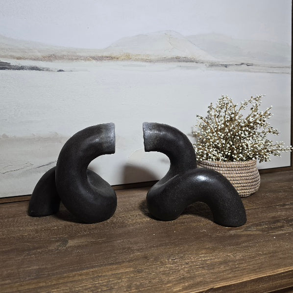 Contemporary Ceramic Swirl Bookends 17cm-F