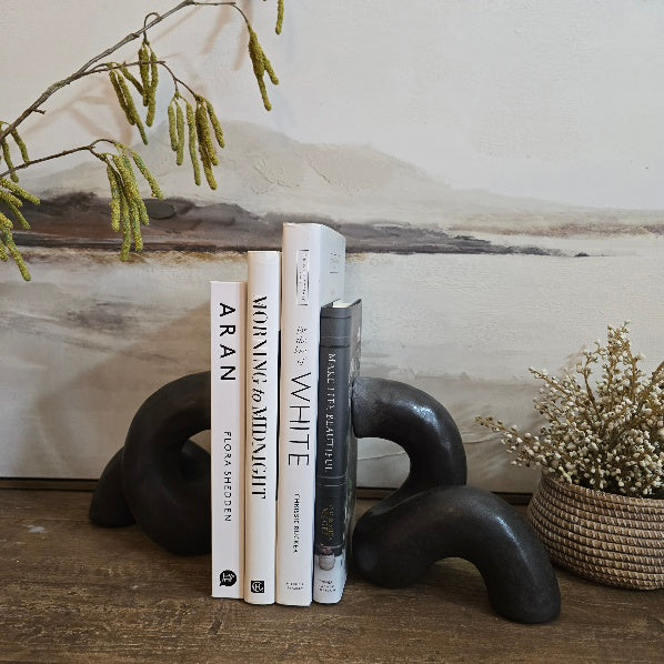 Contemporary Ceramic Swirl Bookends 17cm
