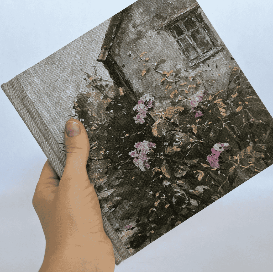 "Cottage Garden" Handmade Linen Hardcover Notebook-B