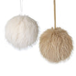 Cream And Gold Fluffy Pom Pom Bauble Mix of Two 12cm | Annie Mo's