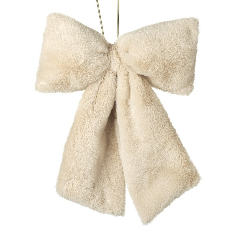 Cream Faux Fur Bow 32cm | Annie Mo's