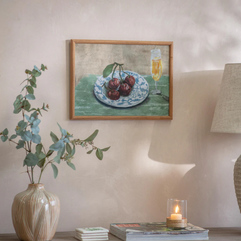 Croston Cherries and Champagne Framed Print 40cm Wide | Annie Mo's