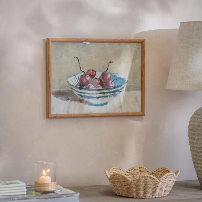 Croston Cherries in a Bowl Framed Print 40cm Wide | Annie Mo's