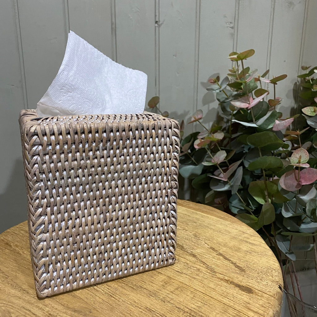 Rattan Square Artisan Weave Tissue Box | Annie Mo's