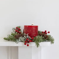 Red Berry Cone and Spruce Candle Ring | Annie Mo's