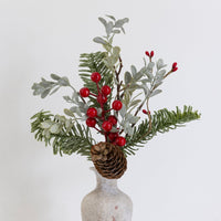 Red Berry Cone and Spruce Sprig 30cm | Annie Mo's