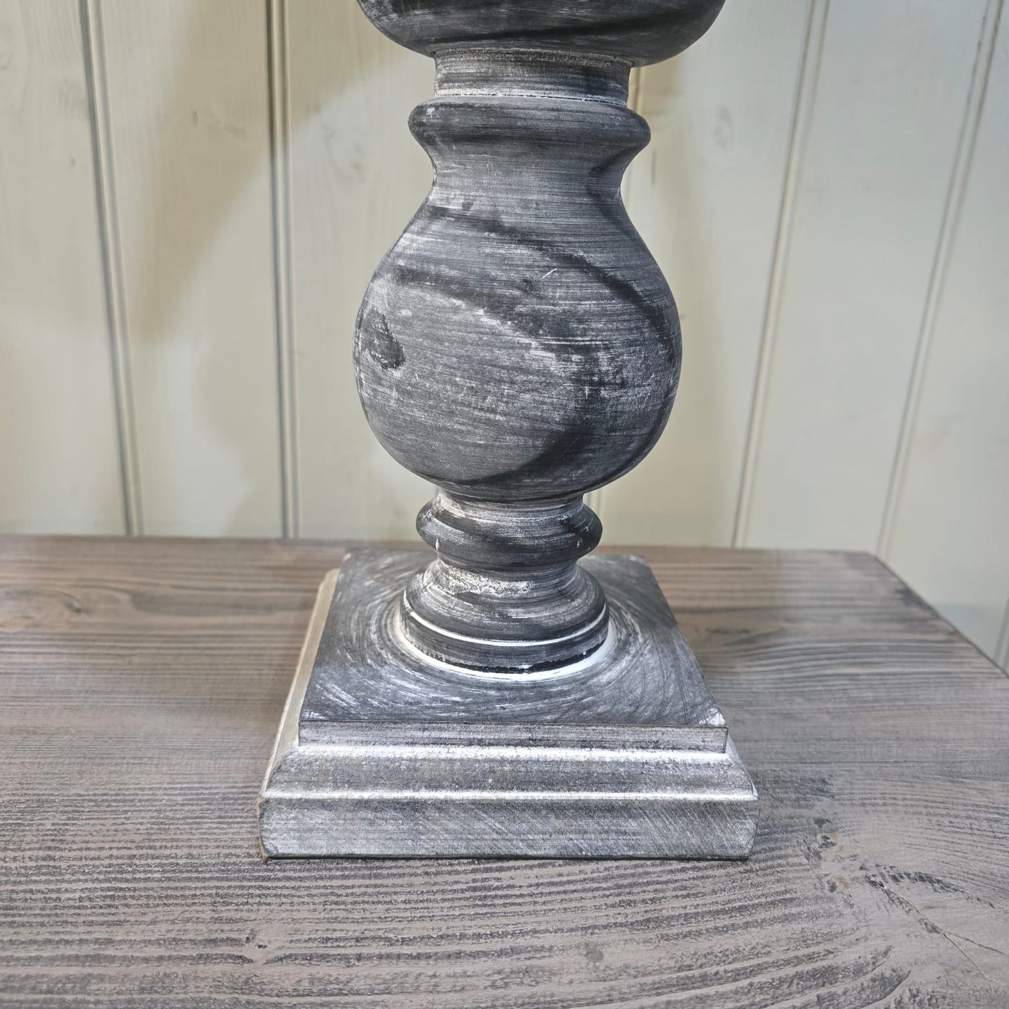 Grey Washed Wood Table Lamp with Grey Shade - Clearance